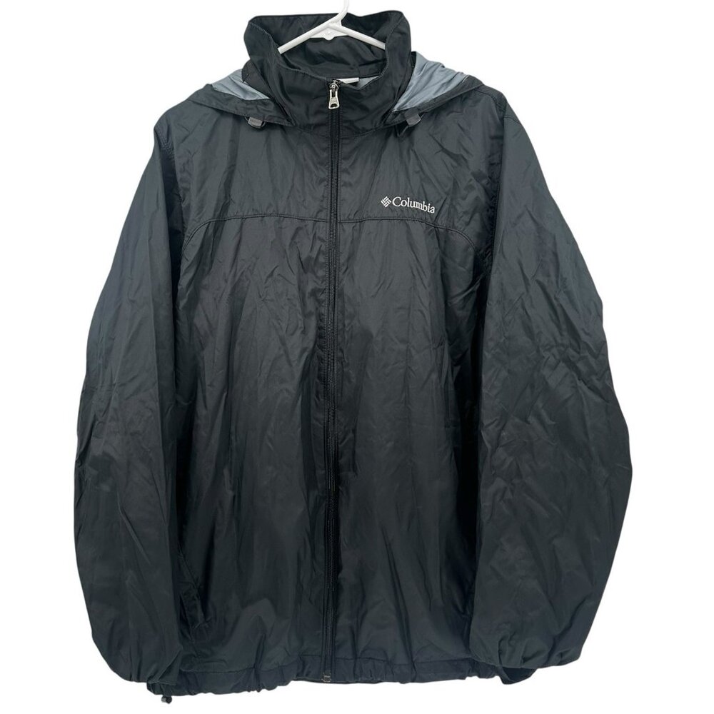 Columbia Jacket Womens M Black Hooded Lightweight Windbreaker Full Zip Casual - Picture 1 of 11